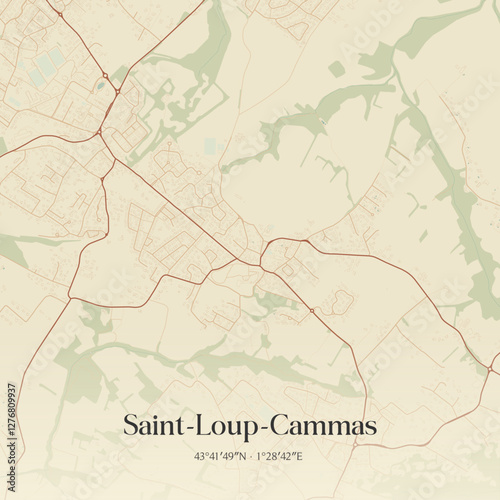 Vintage map of Saint-Loup-Cammas, France.