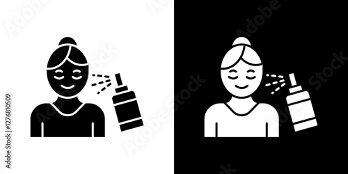 Spray on face icon set. vector illustrations in black and white flat solid style