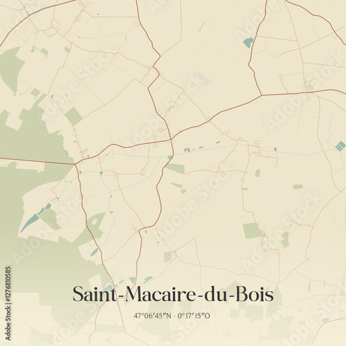Vintage map of Saint-Macaire-du-Bois, France.