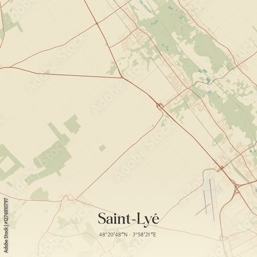 Vintage map of Saint-Lyé, France.