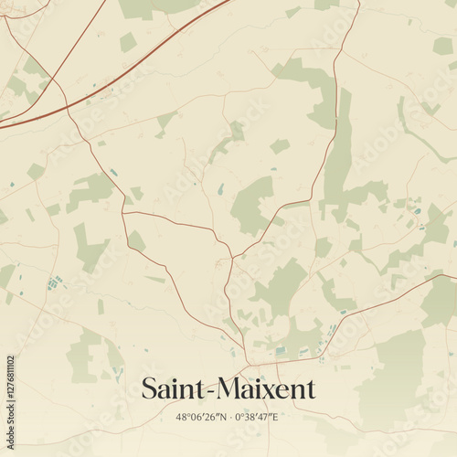 Vintage map of Saint-Maixent, France.