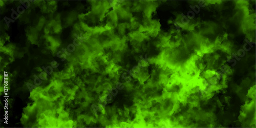 Abstract dynamic particles with Defocused Lights and Dust Particles. Green limestone texture background. Green smoke and Watercolor green grunge painting. Green & Black color old concrete wall