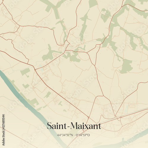 Vintage map of Saint-Maixant, France.