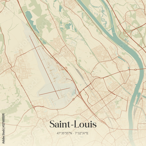 Vintage map of Saint-Louis, France.