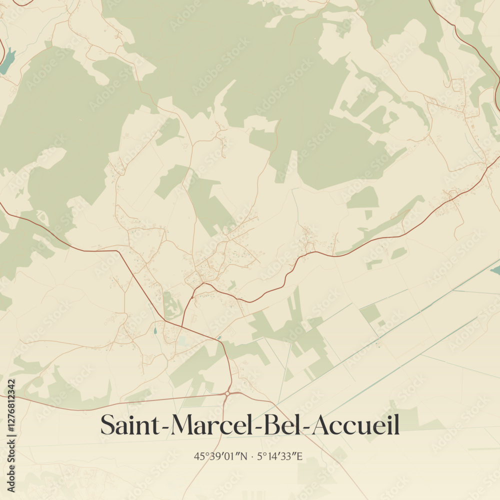 Fototapeta premium Vintage map of Saint-Marcel-Bel-Accueil, France.