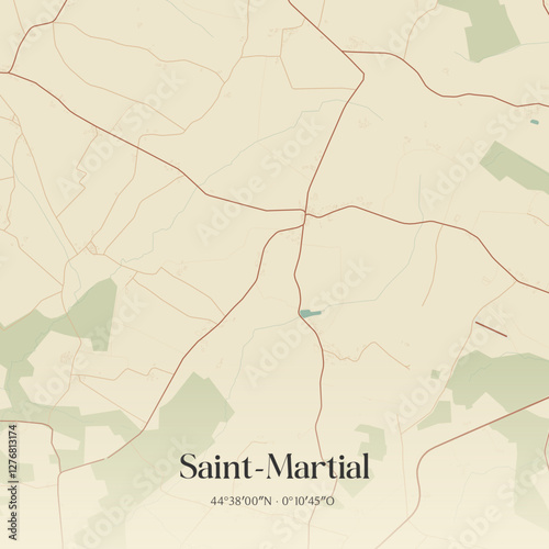 Vintage map of Saint-Martial, France.