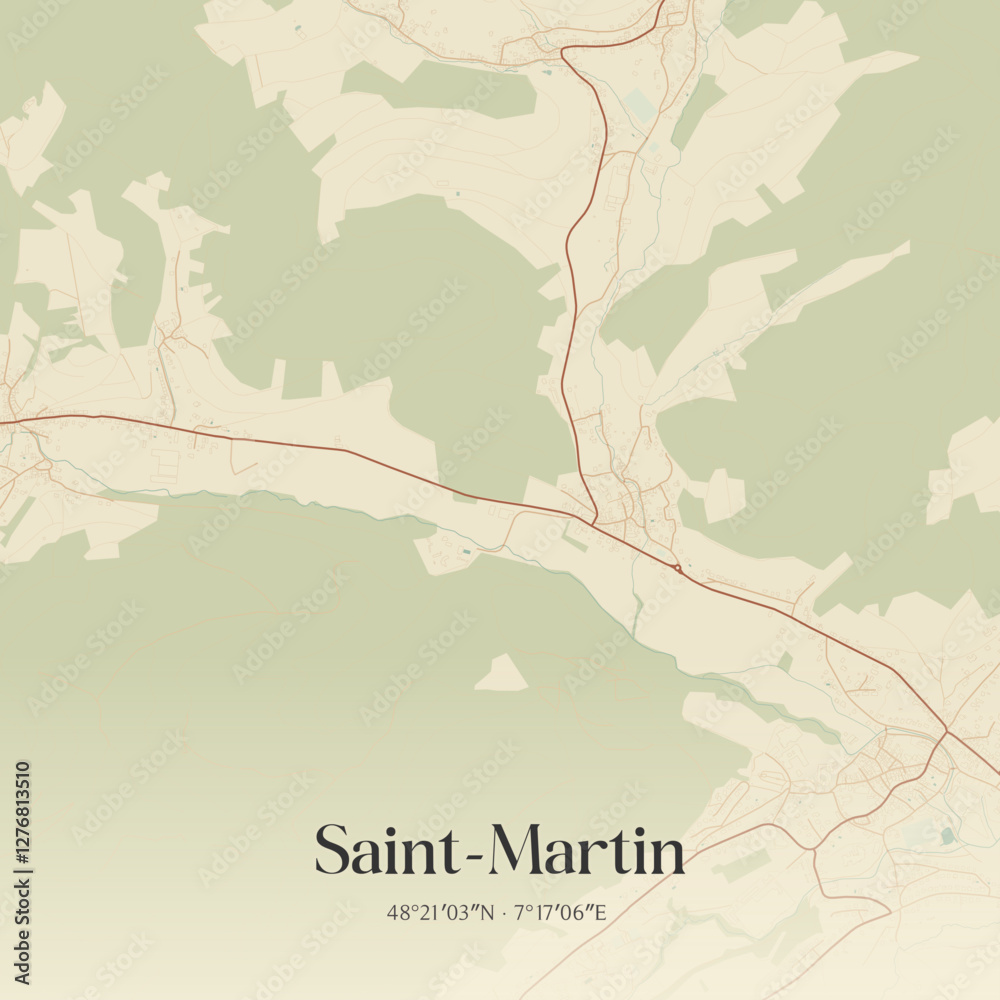 Obraz premium Vintage map of Saint-Martin, France.