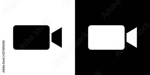 Video call icon set. vector illustrations in black and white flat solid style