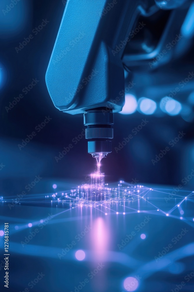 Fototapeta premium close-up of ai-driven robotic arm assembling tiny electronic components with precision