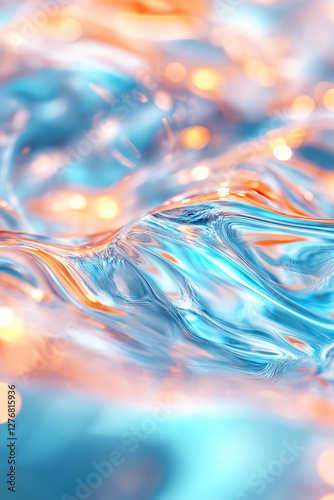 Fluid abstract design with vibrant blue and orange hues