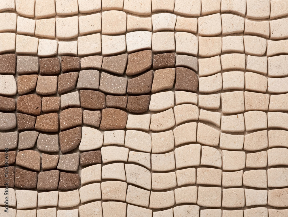 Naklejka premium Abstract mosaic with earthy tones and wavy pattern
