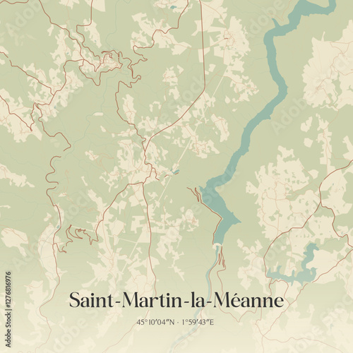 Vintage map of Saint-Martin-la-Méanne, France.