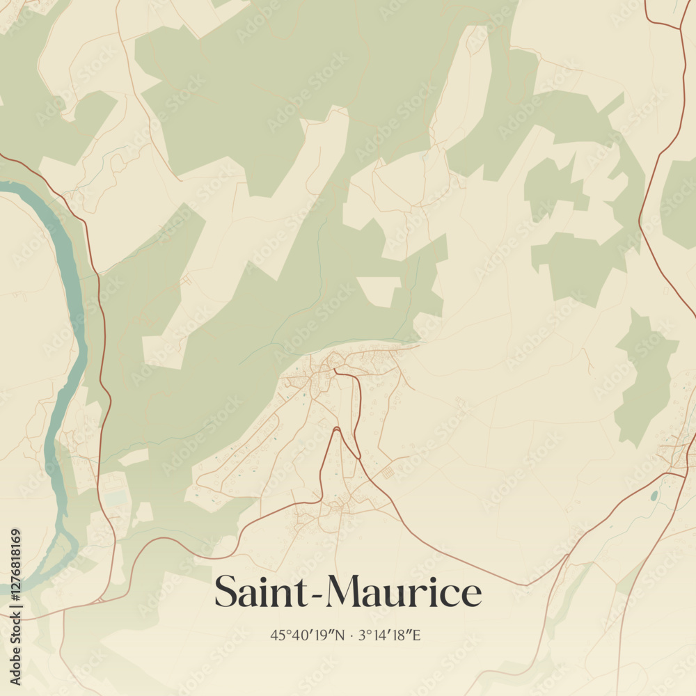 Fototapeta premium Vintage map of Saint-Maurice, France.