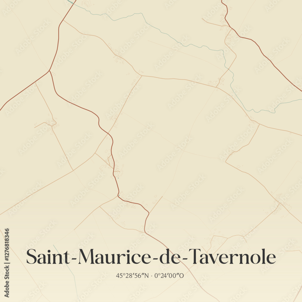 Fototapeta premium Vintage map of Saint-Maurice-de-Tavernole, France.