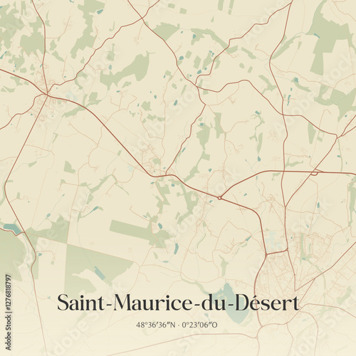 Vintage map of Saint-Maurice-du-Désert, France.