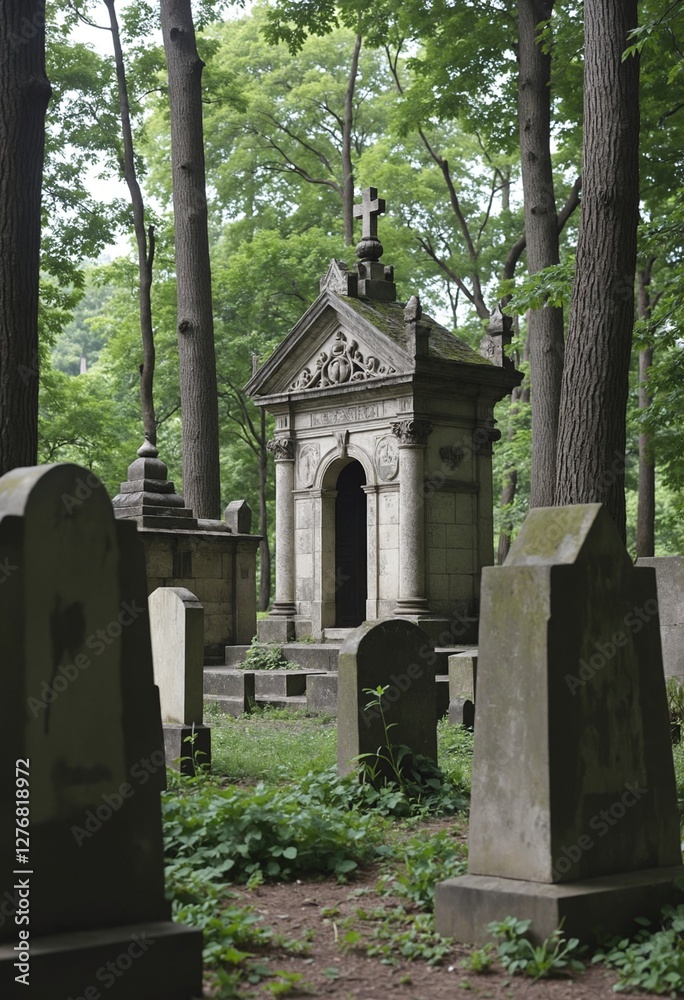 Fototapeta premium Old cemetery in the woods