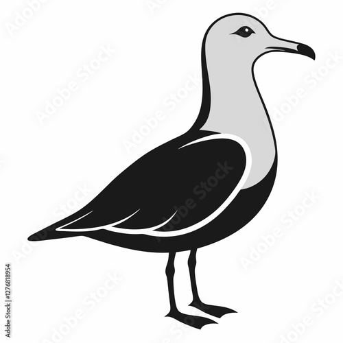 Minimalist Seagull Silhouette Vector Icon for Clean Designs