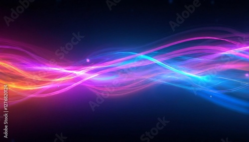 A colorful design of abstract lines on a dark background.