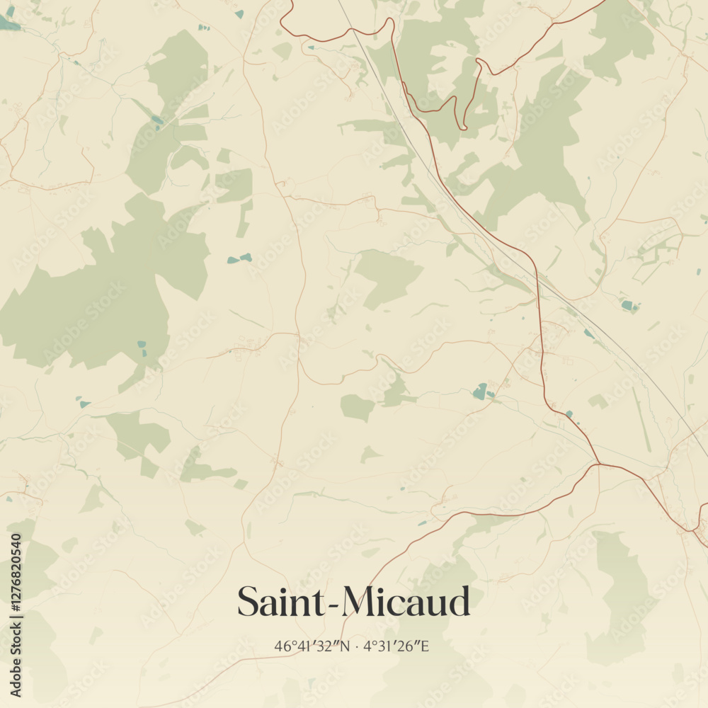 Fototapeta premium Vintage map of Saint-Micaud, France.