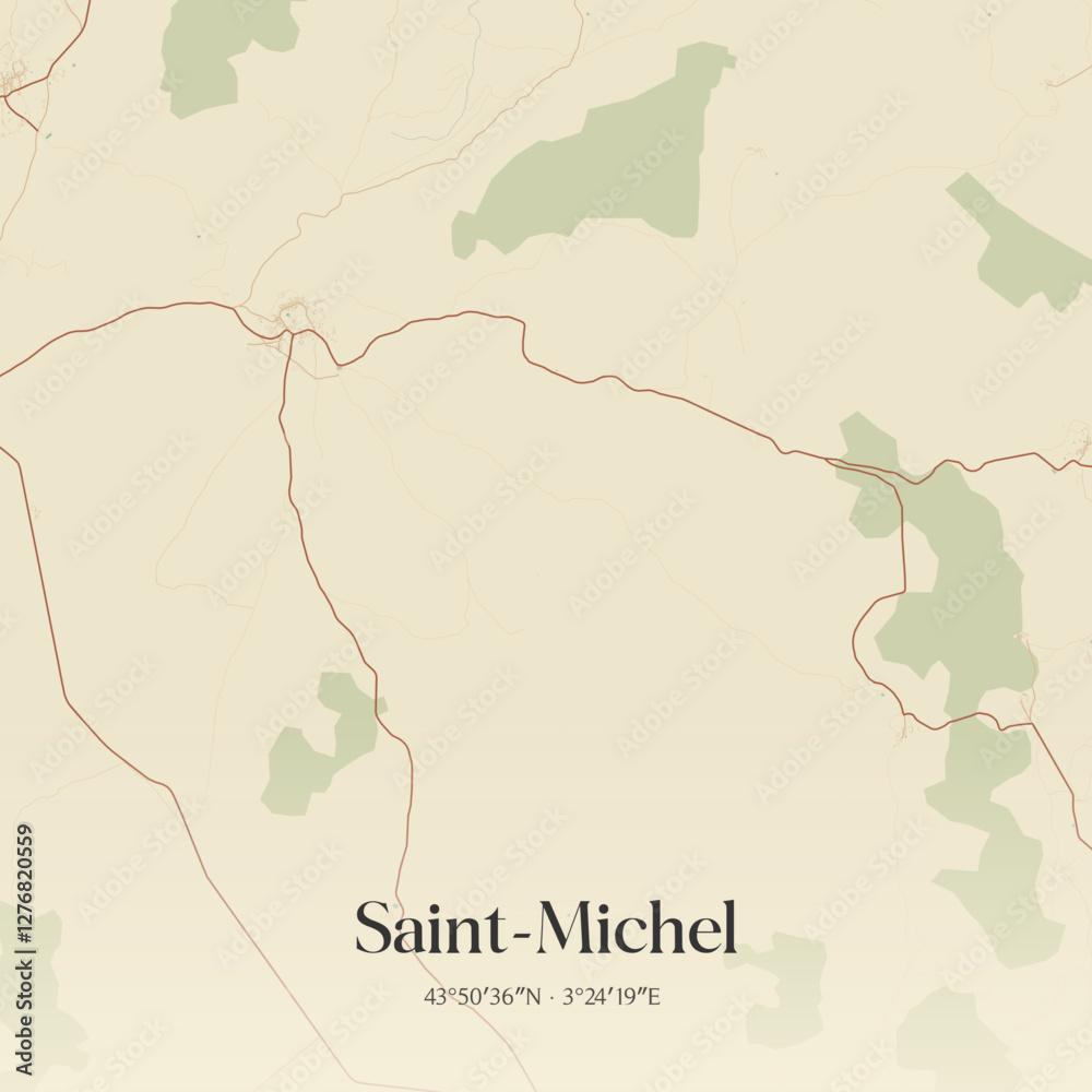 Fototapeta premium Vintage map of Saint-Michel, France.