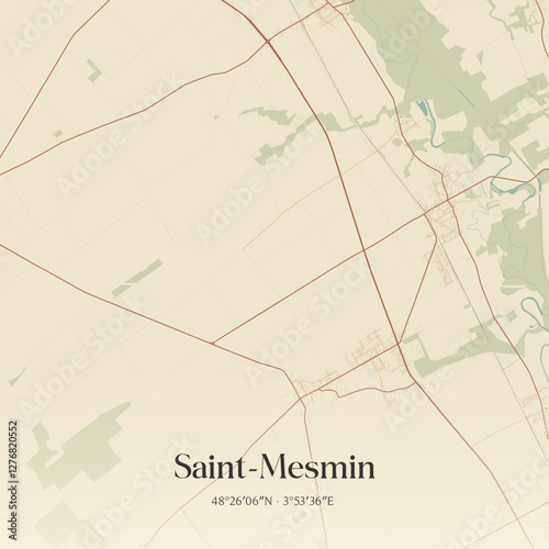Vintage map of Saint-Mesmin, France.