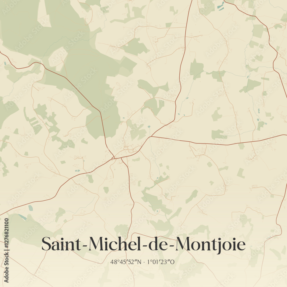 Fototapeta premium Vintage map of Saint-Michel-de-Montjoie, France.