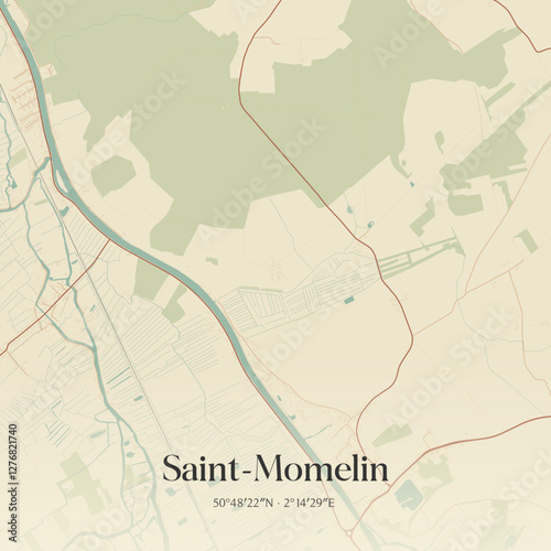 Vintage map of Saint-Momelin, France.