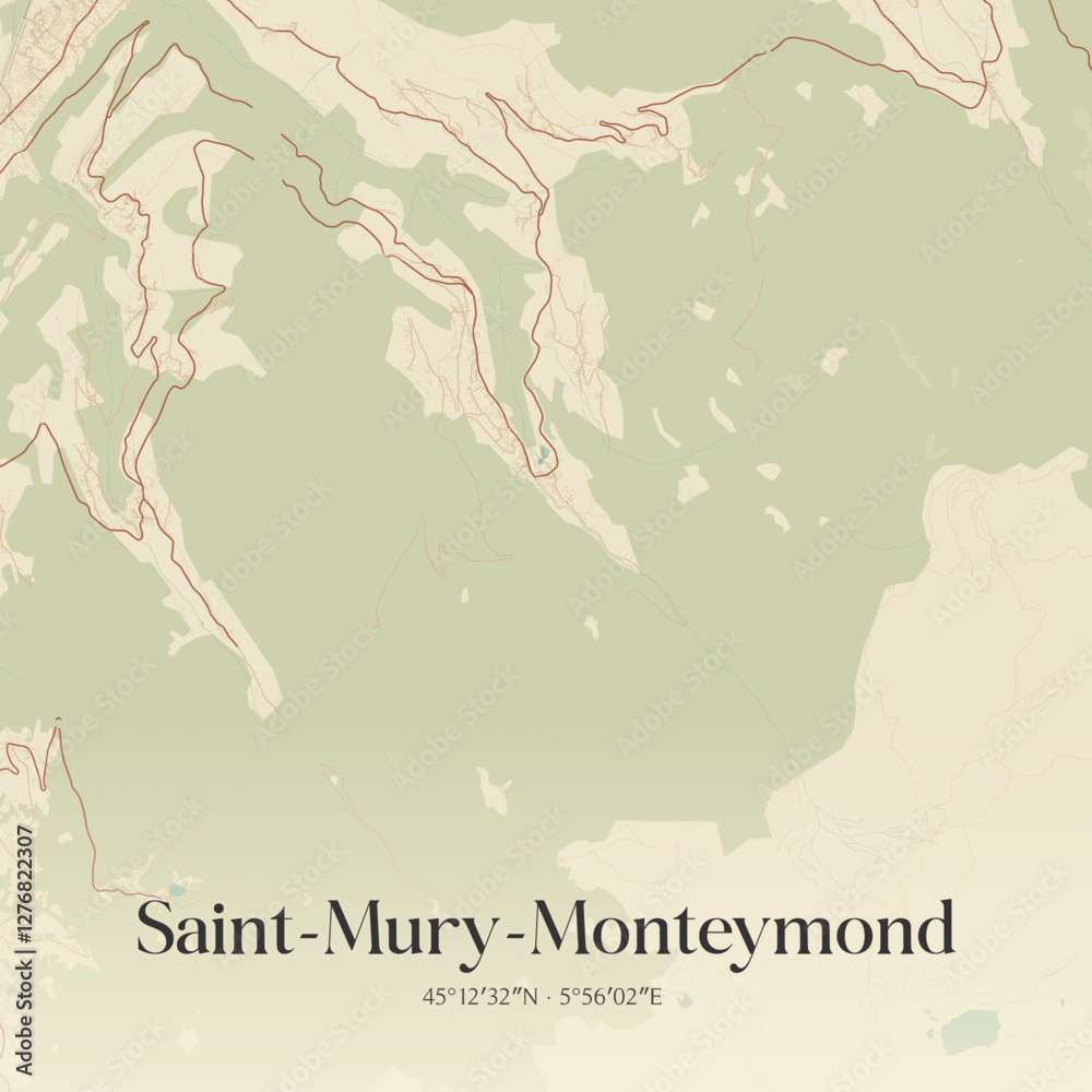 Obraz premium Vintage map of Saint-Mury-Monteymond, France.