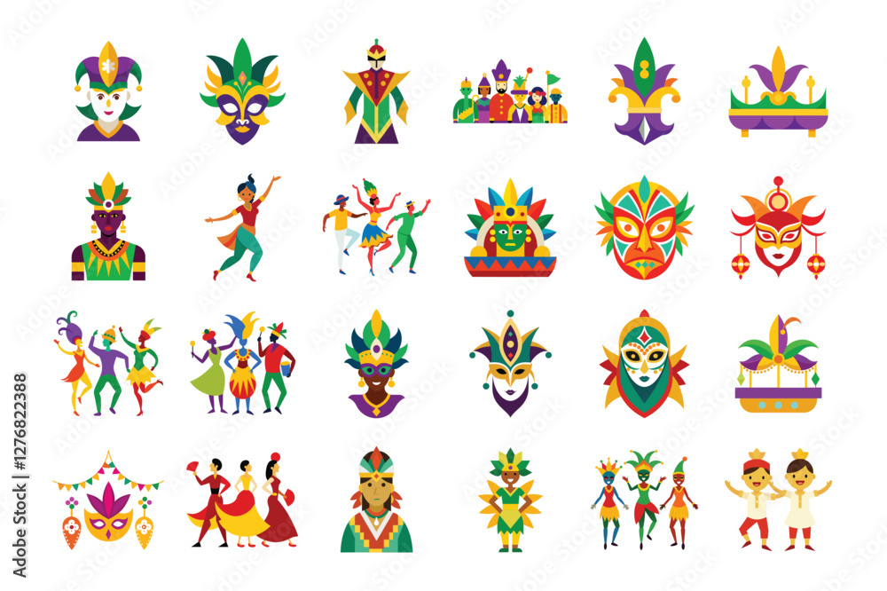 Fototapeta premium bandle mardi gras multicultural influences vector illustration