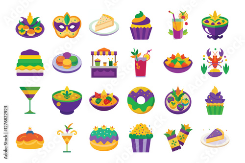 bandle mardi gras food & drink vector illustration