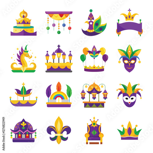 bandle mardi gras floats & parades vector illustration