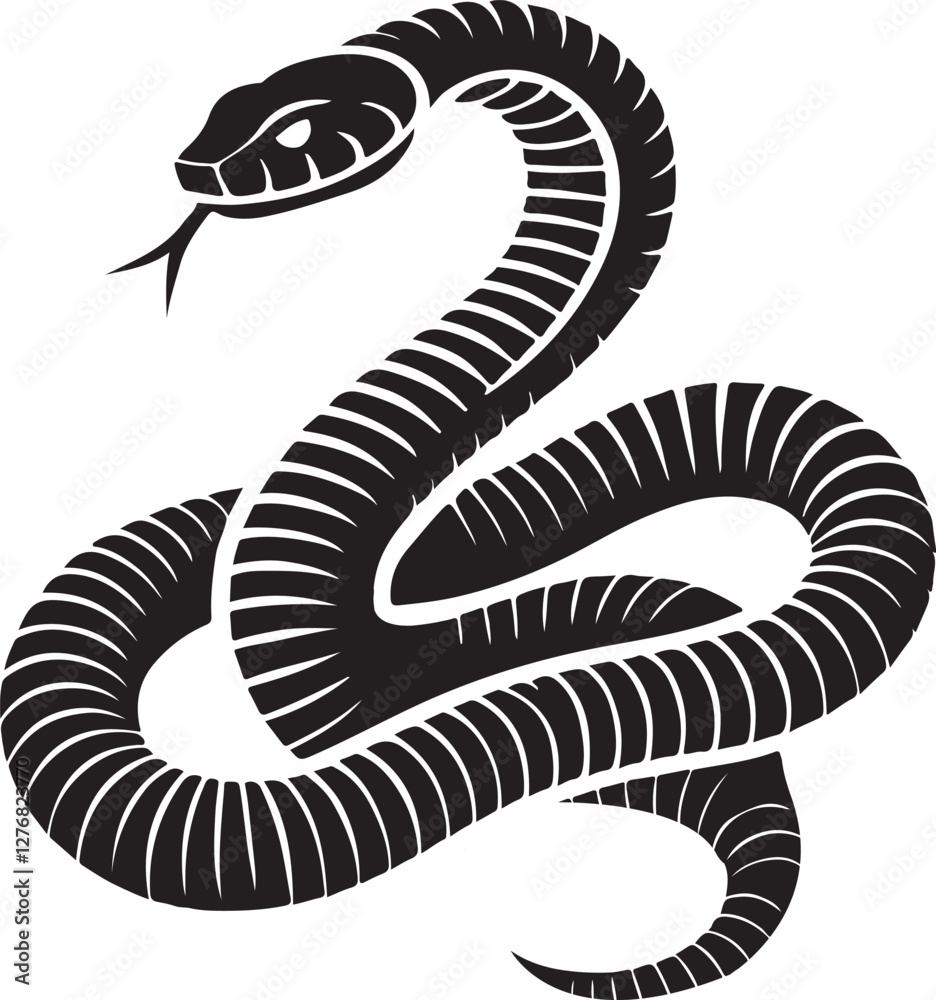 Fototapeta premium a black and white snake on a white background