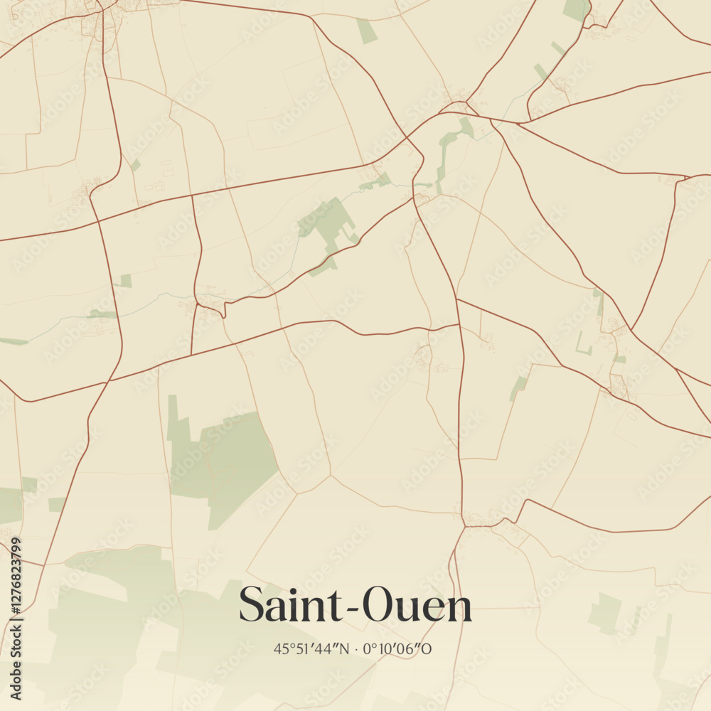 Obraz premium Vintage map of Saint-Ouen, France.