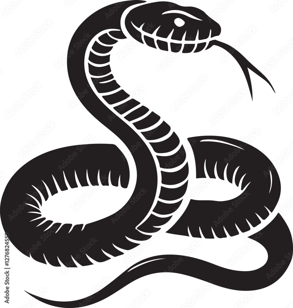Fototapeta premium a black and white snake on a white background
