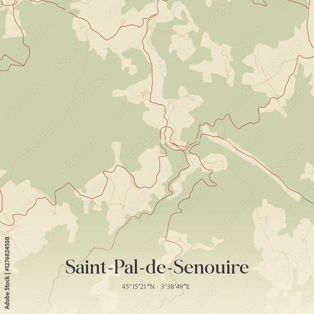 Obraz premium Vintage map of Saint-Pal-de-Senouire, France.