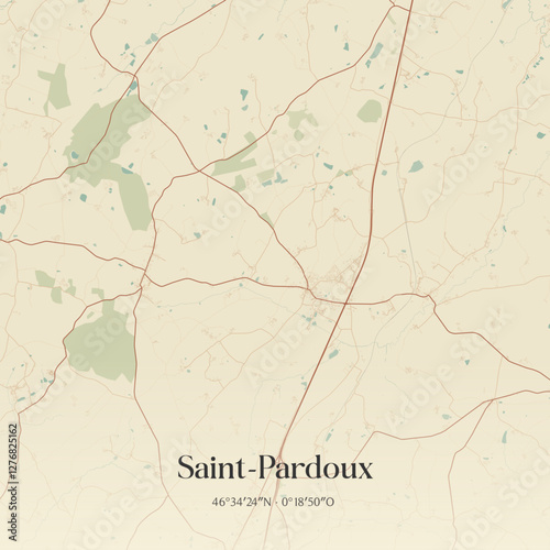 Vintage map of Saint-Pardoux, France.