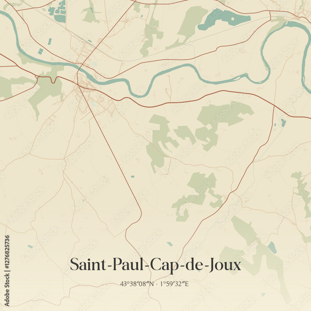 Obraz premium Vintage map of Saint-Paul-Cap-de-Joux, France.