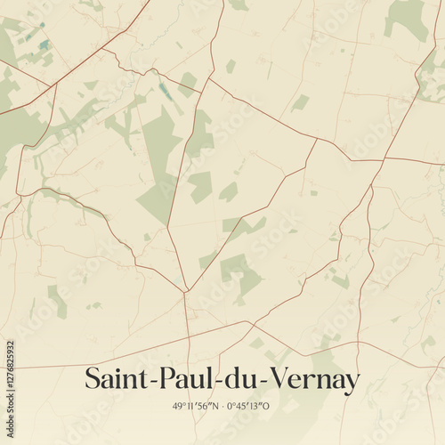 Vintage map of Saint-Paul-du-Vernay, France.