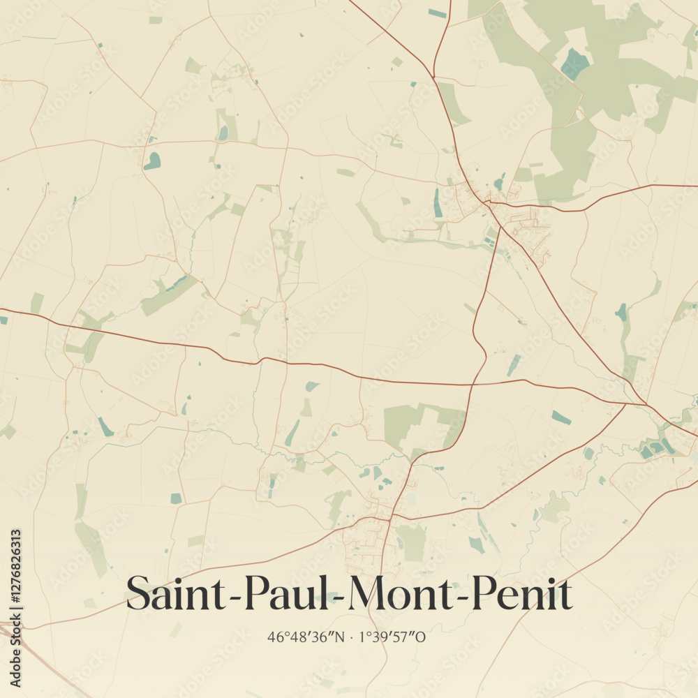 Fototapeta premium Vintage map of Saint-Paul-Mont-Penit, France.