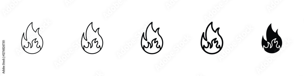 Set of 5 pixel perfect flame icon with 1 unexpanded, 1 silhouette, a sleek and modern flame icon with a simple, clean design. Set of 5 pixel perfect flame icon with 1 unexpanded, 1 silhouette, a sleek and modern flame icon with a simple, clean design.