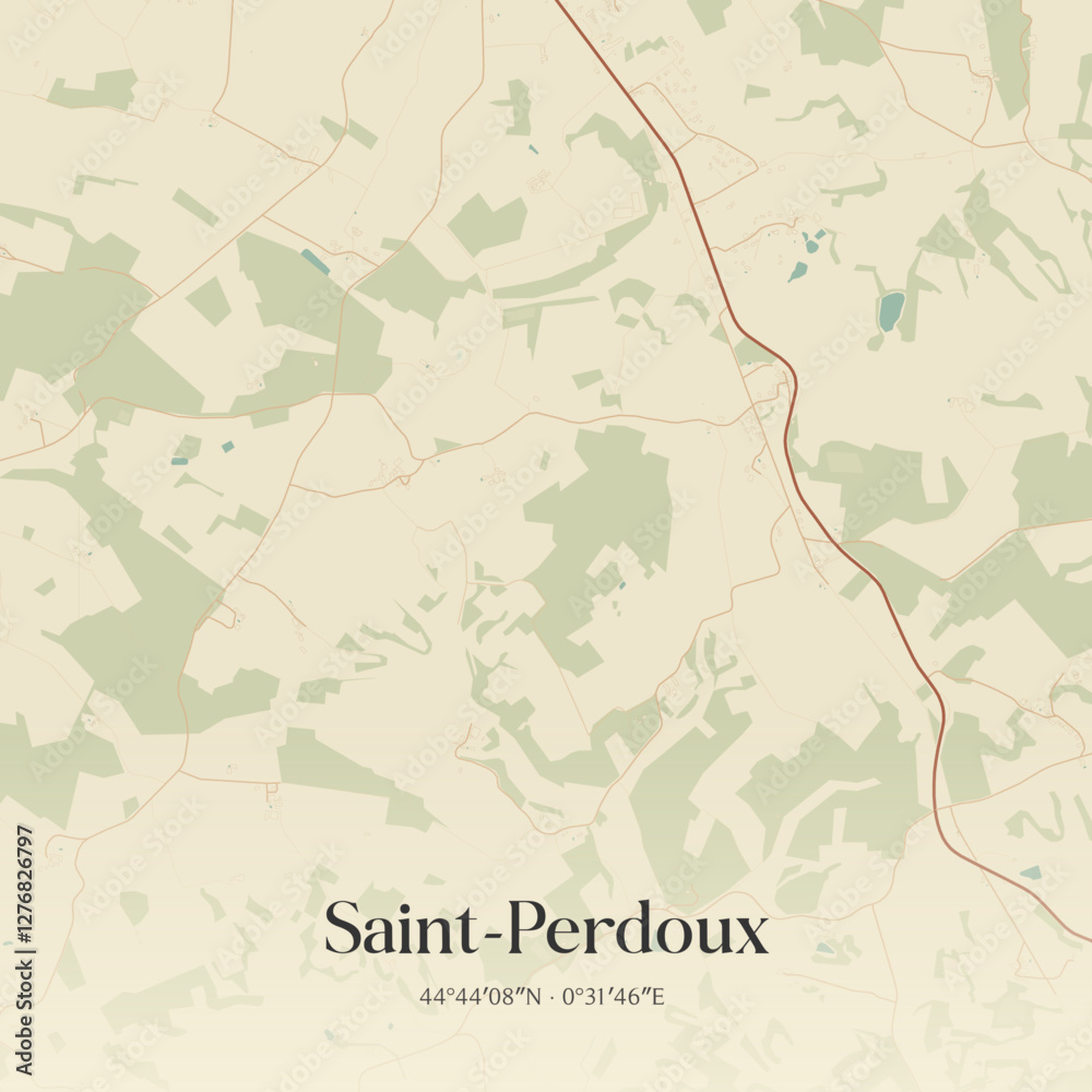 Obraz premium Vintage map of Saint-Perdoux, France.
