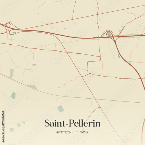 Vintage map of Saint-Pellerin, France.