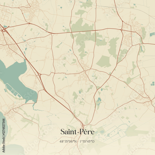 Vintage map of Saint-Père, France.