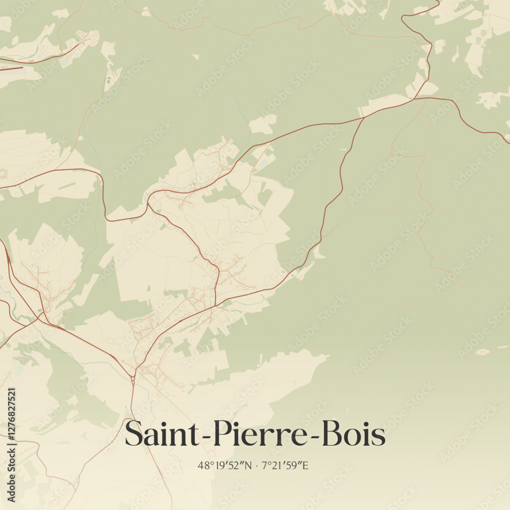 Obraz premium Vintage map of Saint-Pierre-Bois, France.