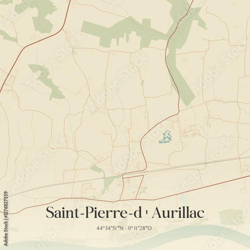 Vintage map of Saint-Pierre-d'Aurillac, France.