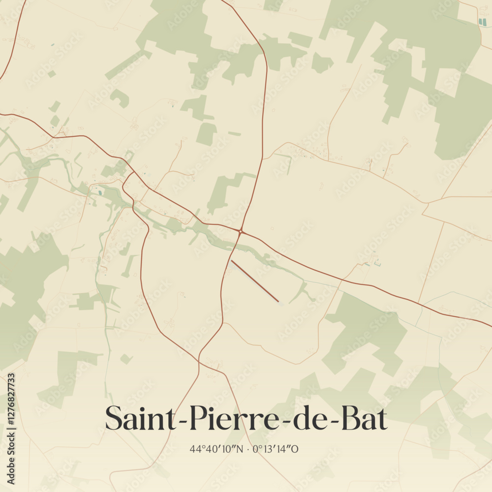 Obraz premium Vintage map of Saint-Pierre-de-Bat, France.