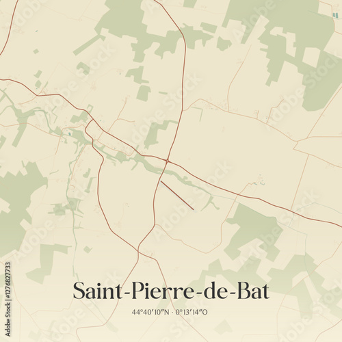 Vintage map of Saint-Pierre-de-Bat, France.