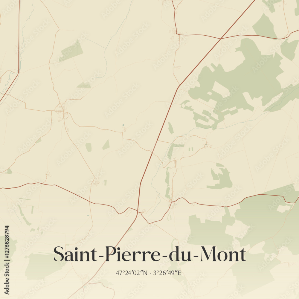 Fototapeta premium Vintage map of Saint-Pierre-du-Mont, France.