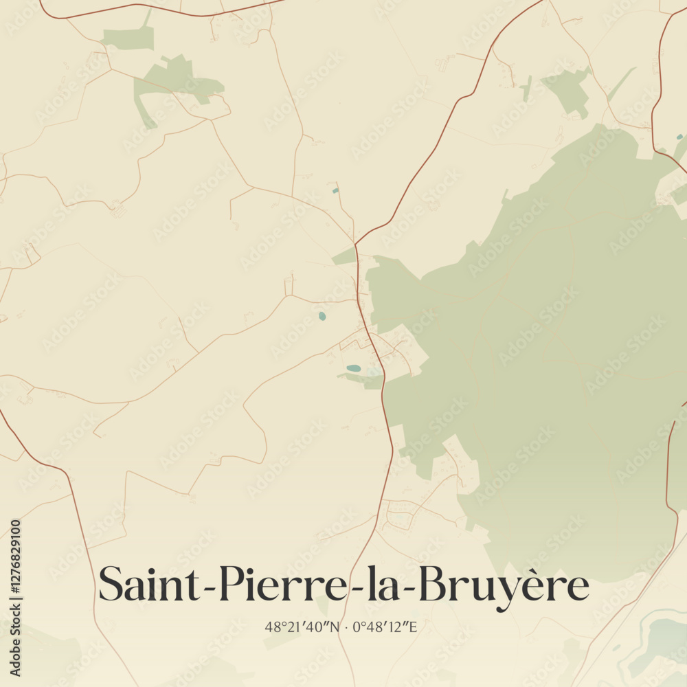 Fototapeta premium Vintage map of Saint-Pierre-la-Bruyère, France.