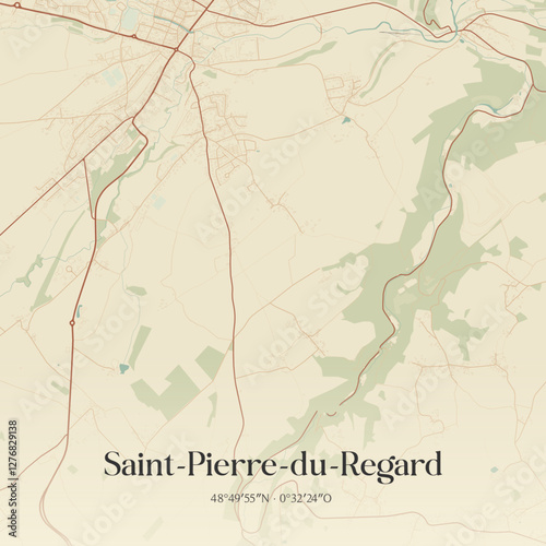 Vintage map of Saint-Pierre-du-Regard, France.